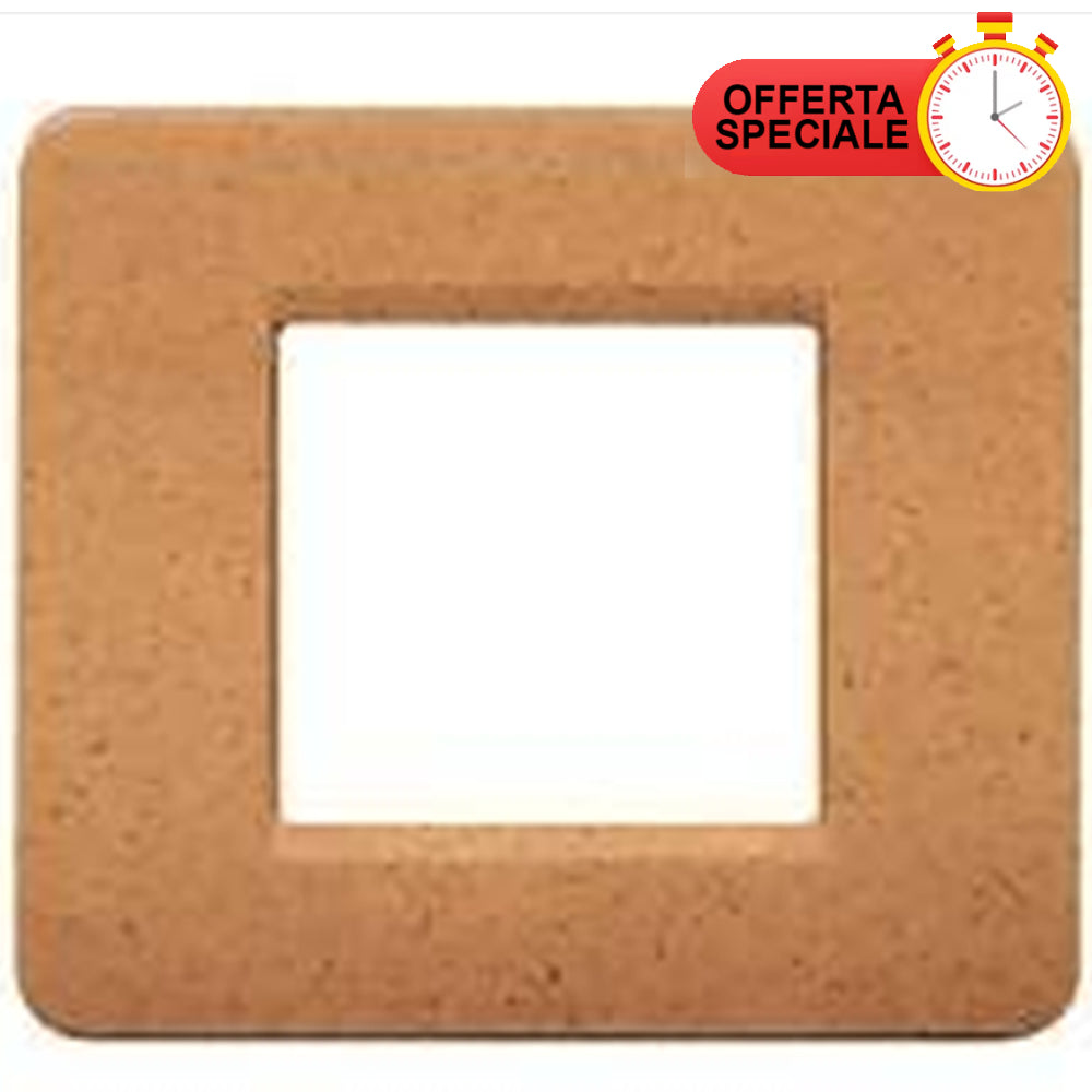 BTicino Matix Placca 2 Posti Sabbia AM4802SS switch plate in sand color with a blank center and special offer badge.