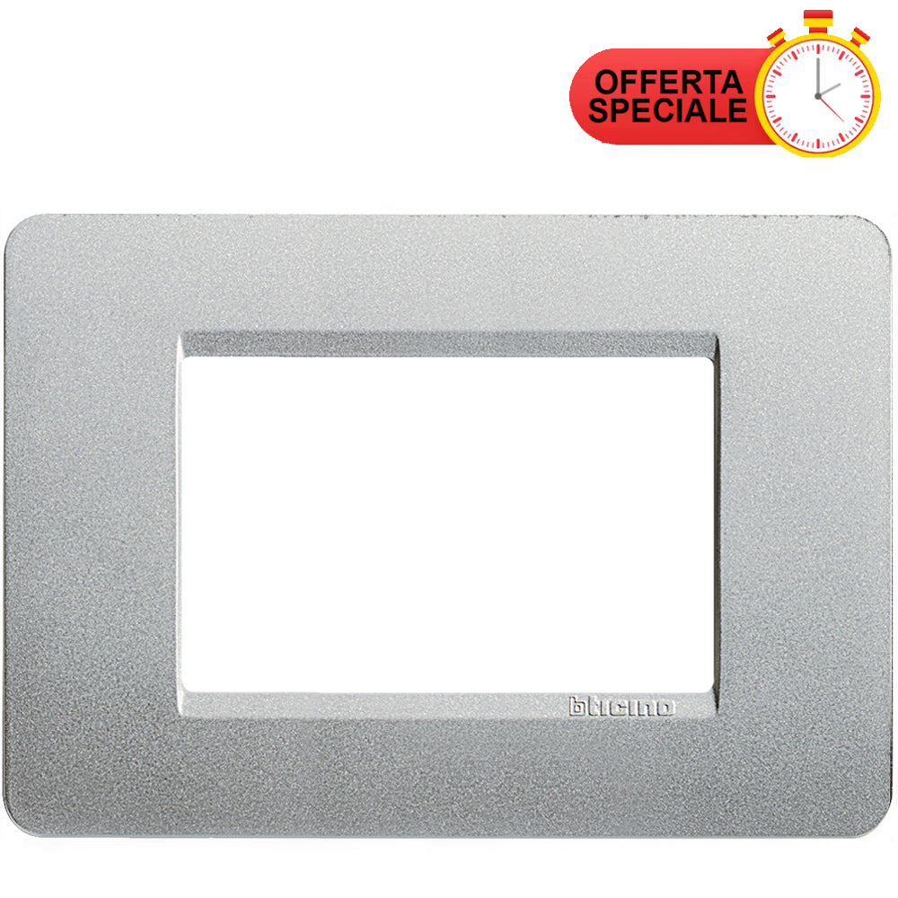 BTicino Matix 3 Posti Silver AM4803SL cover for switches, showcasing sleek design and special offer badge.