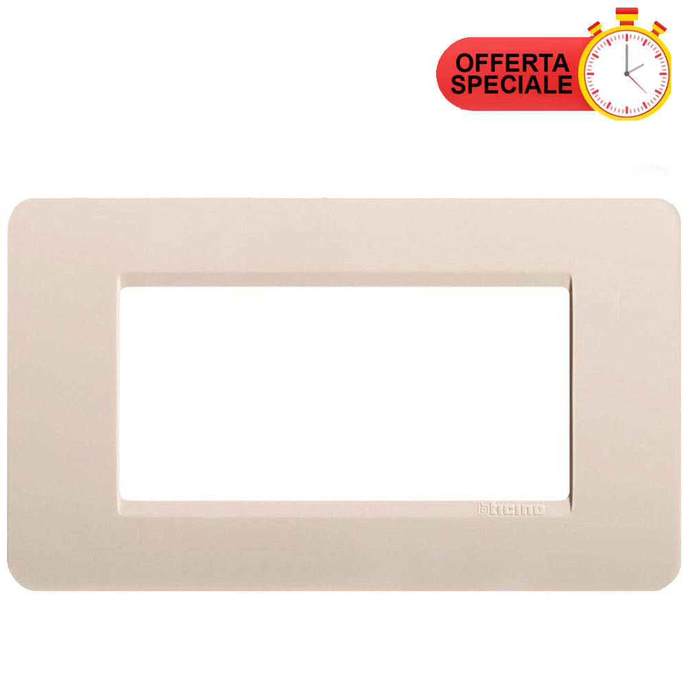 BTicino Matix Placca 4 Posti Corda AM4804CD, beige plate for electrical installations, special offer featured.