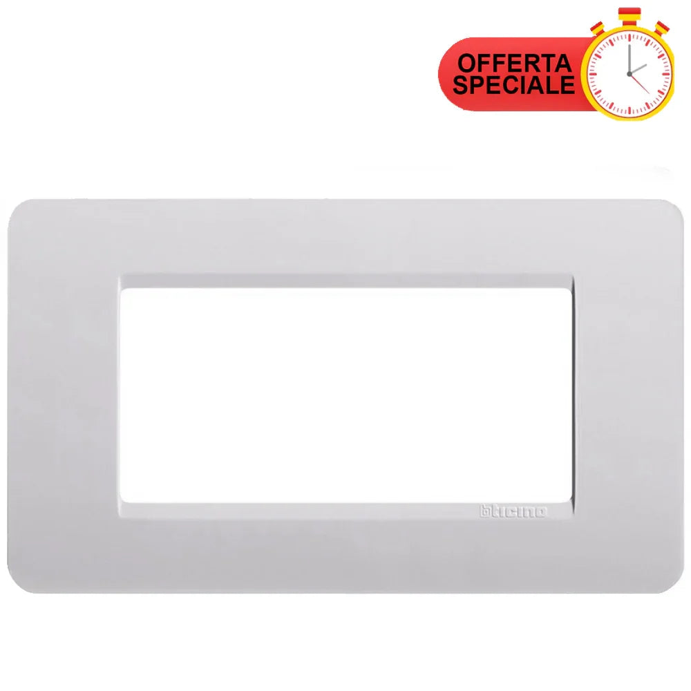 BTicino Matix Placca 4 Posti Cenere AM4804CN - Design Elegante, Facile Installazione, Compatibile con Moduli BTicino