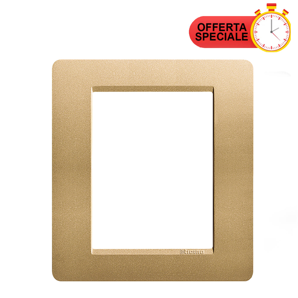 BTicino Matix Placca 3+3 Posti Oro AM4806GL in gold finish, perfect for modern electrical installations.