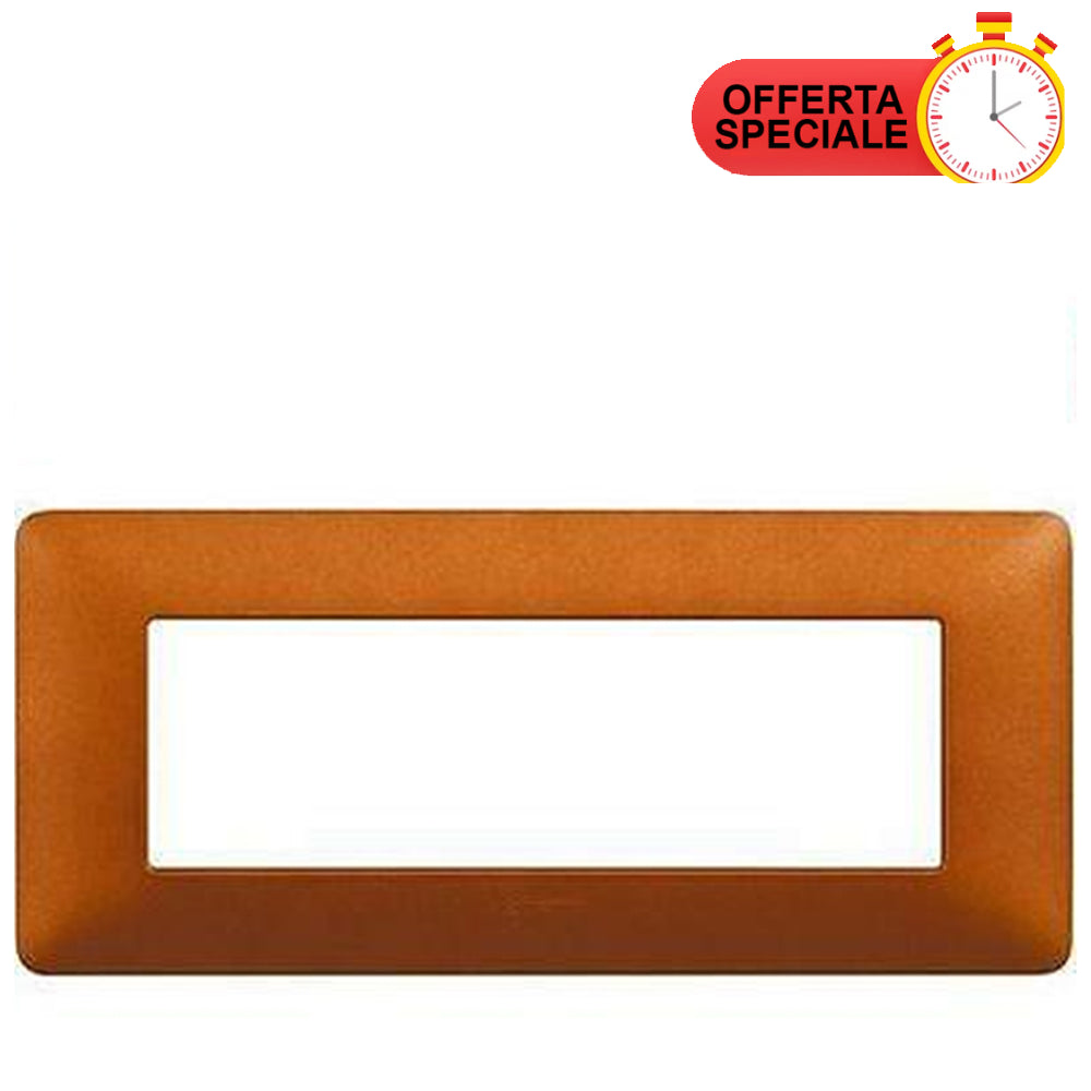 BTicino Matix Placca 6 Posti Terra AM4806LST in brown color, showcasing a special offer design.