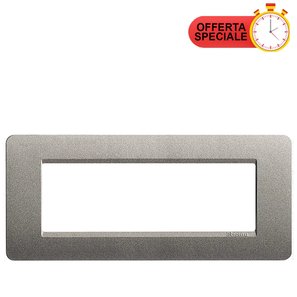 BTicino Matix Placca 6 Posti Titanium AM4806LTA - Eleganza e Funzionalità, Alta Resistenza