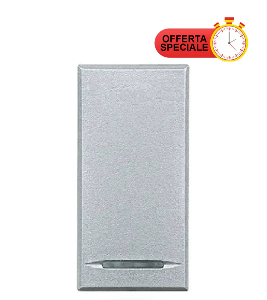 Pulsante BTicino Axolute HC4055 - Design Elegante, Alta Qualità, 10AX a 250 Vac, Finitura Grigia Tech