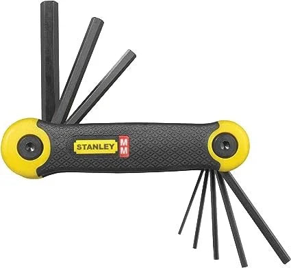 Set Chiavini Esagonali Maschio 8pz STANLEY - Finitura Fosfatata Nera, Maniglia Ergonomica, Versatile 1.5-8 mm