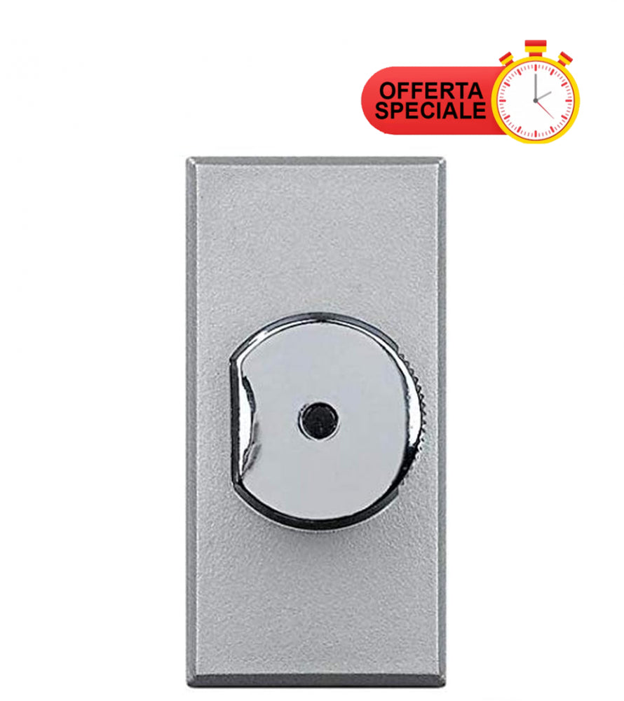 Bticino Axolute 500W dimmer switch with built-in deviator, special offer, sleek silver design.