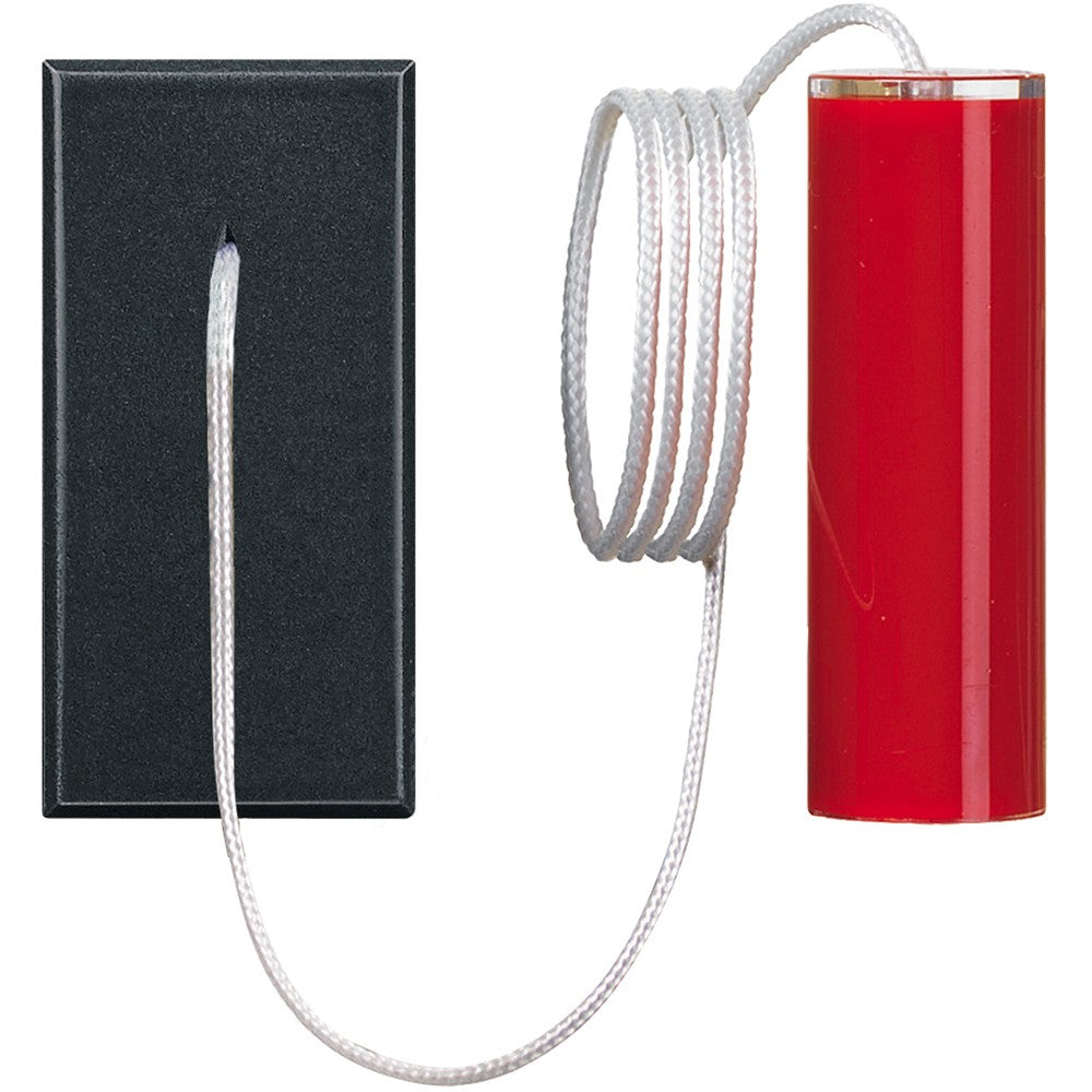 Bticino Axolute red pull switch 1NO for bathroom alarm, 10A 230Vac, compact design.
