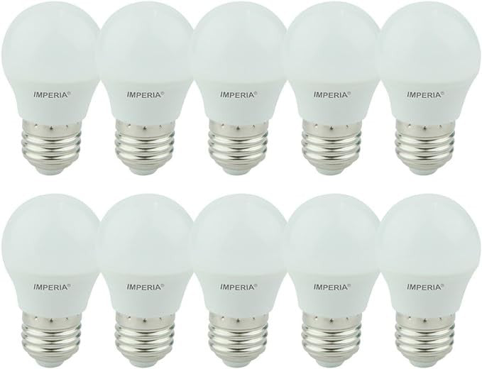 Imperia LED bulbs pack of 10, 6W, 3000K, E27 base, energy-efficient lighting option.