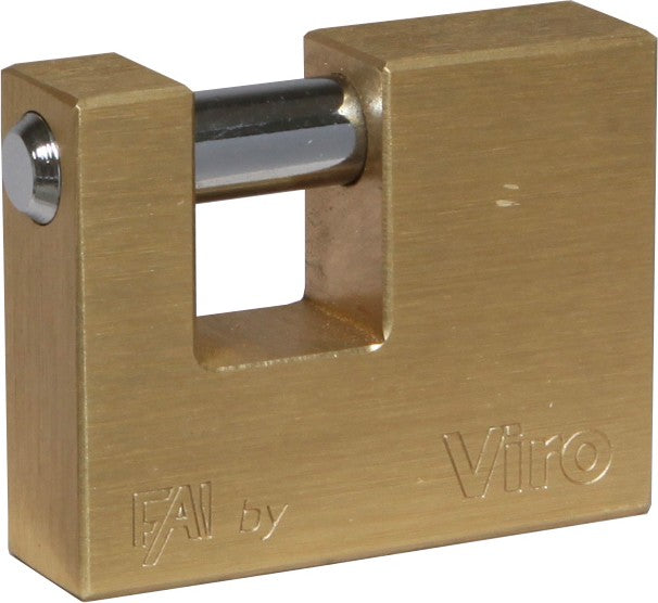 Viro 3005060000 Lucchetto Serranda mm. 70 in ottone con asta in acciaio temperato e 2 chiavi, resistente e sicuro.