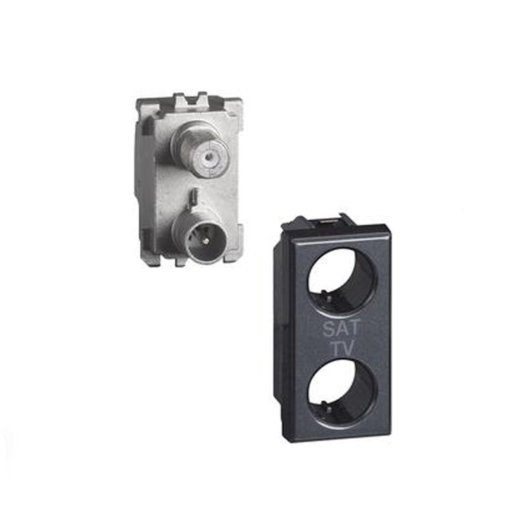 Presa coassiale diretta demiscelata BTicino Axolute per impianti antenna TV e SAT.