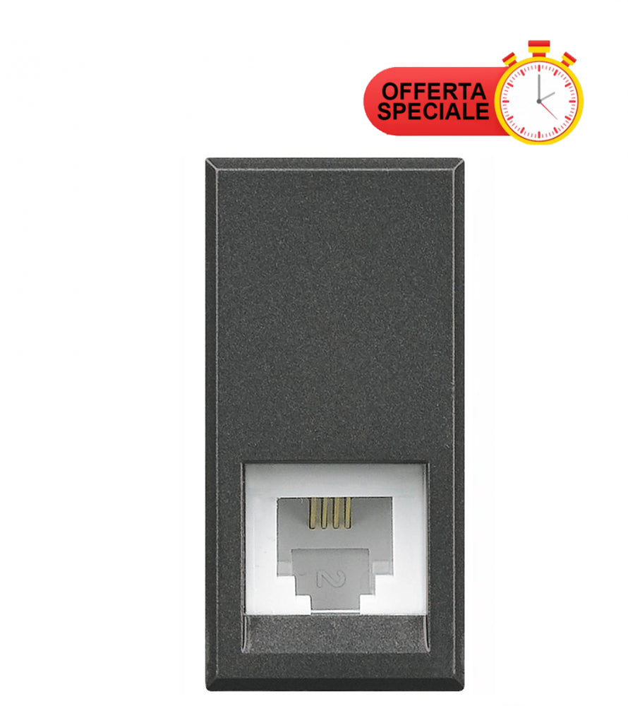 Bticino Axolute HS4258/11N RJ11 phone socket, dark anthracite connector, special offer.