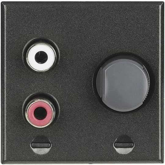 Bticino Axolute HS4560 antracite RCA incasso per controllo sorgente stereo, 2 moduli, tech 27VDC.