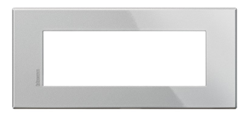 Bticino Axolute Air Tech HW4806HC metal frame for 6 modules, sleek design, dimensions 86mm x 191mm.