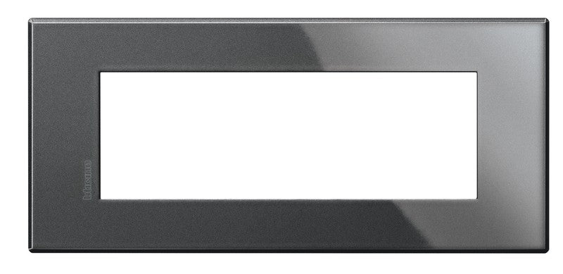 Bticino Axolute Air 6-module antracite metal plate, height 86mm, width 191mm, sleek design for modern interiors.