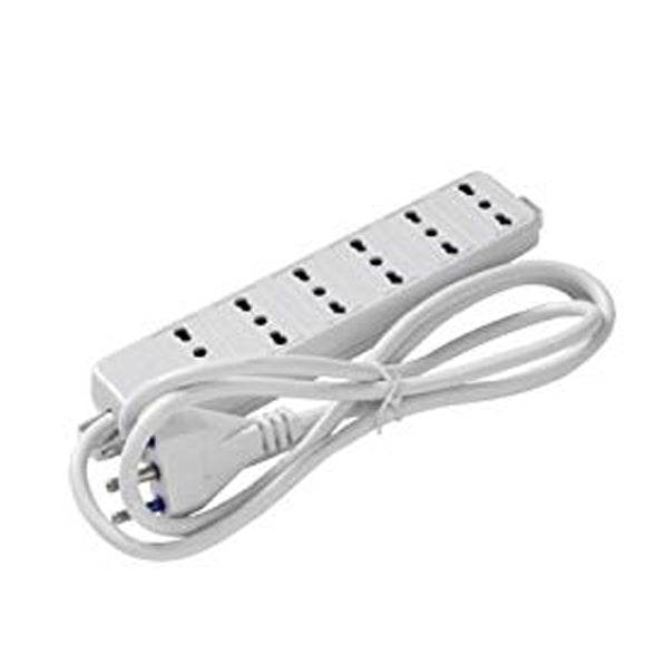 Multipresa 6P Bivalenti 16A+T Bianca con cavo, ideale per la protezione e distribuzione elettrica domestica.