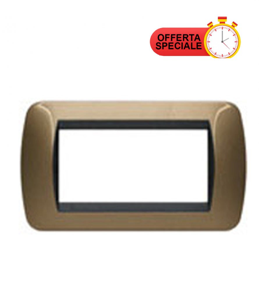 Placchetta 4 posti ocre metallic BTICINO L4804OT con design elegante e promozione speciale.