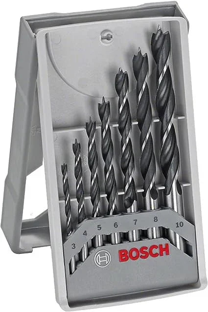 Punte Elicoidali Legno Bosch Professional 7Pz - 10Mm Diametro, Gambo Cilindrico, Alta Qualità