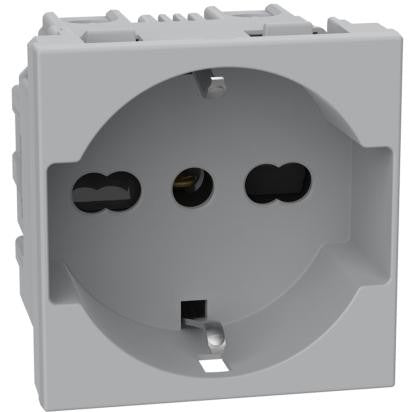 Presa Schuko BTicino MatixGO P40, grigia, 2P+T, 16A, compatibile con spine standard Italia e Germania.