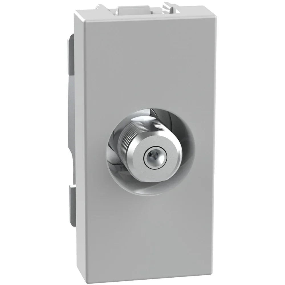 Connettore Coassiale Tipo F BTicino MatixGO JG4202F - Impedenza 75 Ohm, Facile Installazione, 1 Modulo Grigio