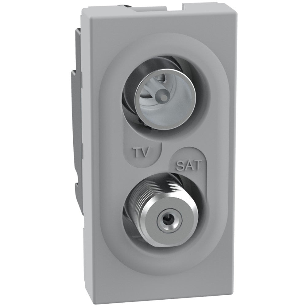 Presa TV-SAT Bticino MatixGO grigia JG4214D per impianti antenna TV e satellite con passaggio di corrente e segnale.