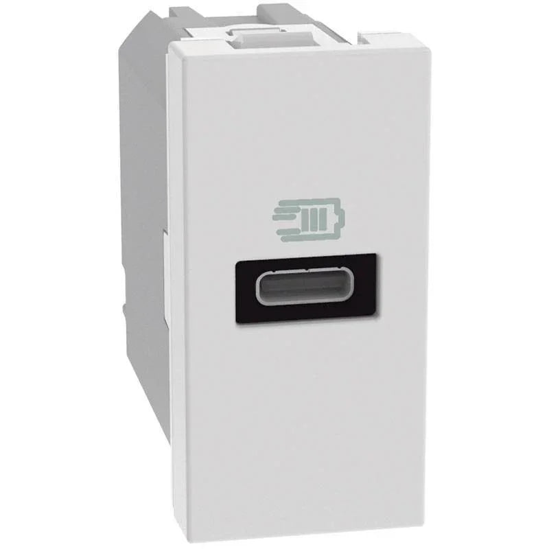Caricatore USB BTicino MatixGO JW4192C - 20W Ricarica Veloce con Porta USB-C, Bianco