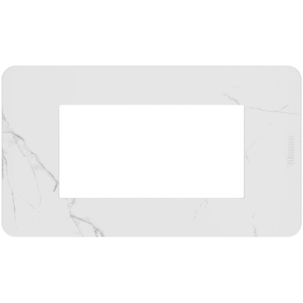 BTicino MatixGO Carrara marble effect cover plate for 4 modules, made of technopolymer.