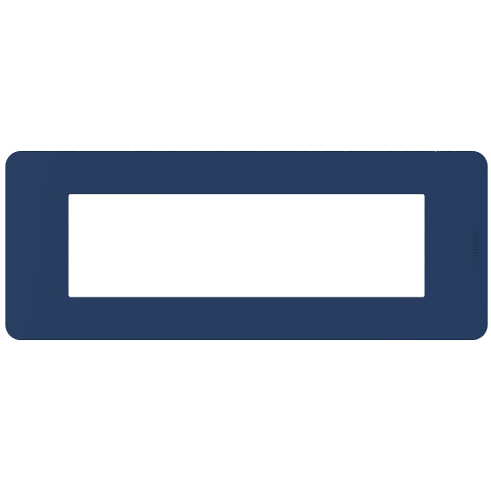 Placca Bticino MatixGO Tones 7 moduli in blue, tecnopolimero, misura 84.2 x 214.7 mm, design elegante e moderno.