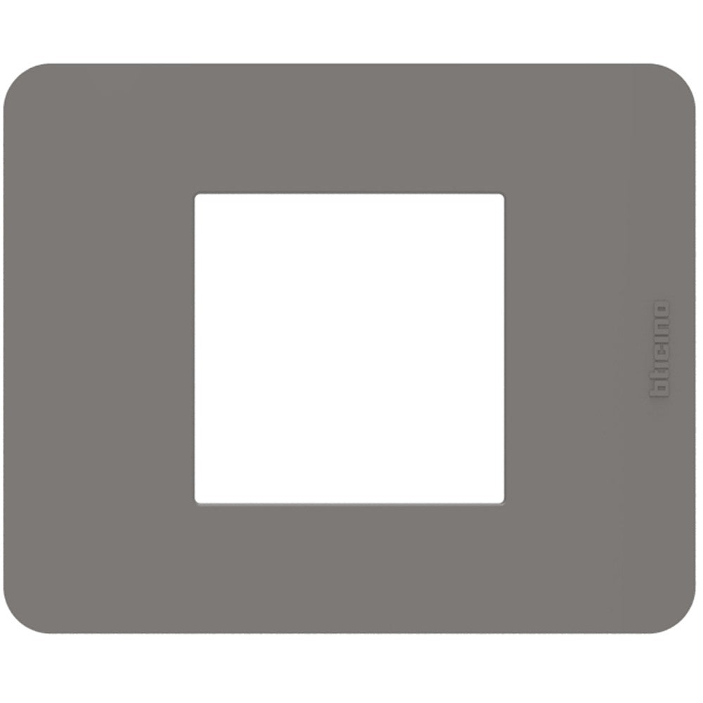 Placca BTicino MatixGO 2 moduli tortora JA4802TD in tecnopolimero, dimensioni 84.2x102.2 mm.