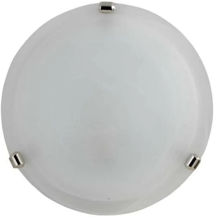 Plafoniera Elegante Alabastro Bianco Ø30 cm - Ganci Cromo E27 60W - Design Moderno e Raffinato