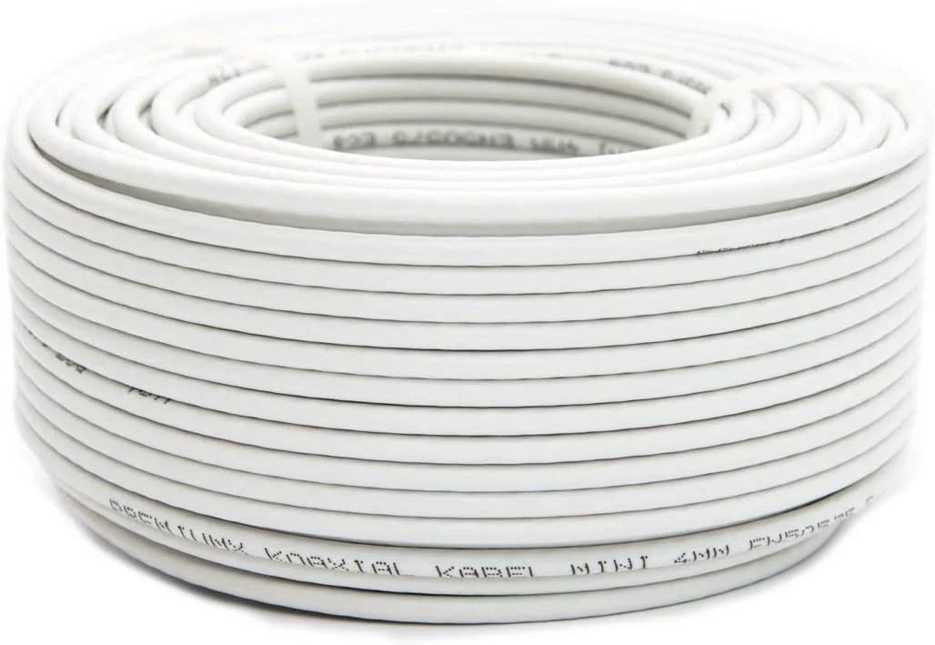 Cavo Satellitare Coassiale 100M Bianco Ø4mm - Supporta Ultra HD 4K e 3D | SKU: 100M_CAVO_SATELLITARE
