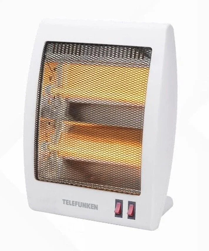 Telefunken Stufa al Quarzo M08215, riscaldatore 400/800W con design moderno e protezione anti-ribaltamento.