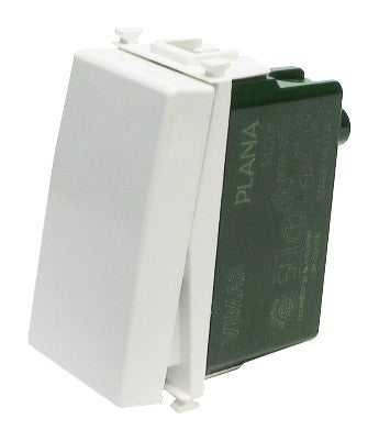 Vimar Plana 10A deviator switch, white 1P 10AX, LED illuminated, modular design for wall installations.