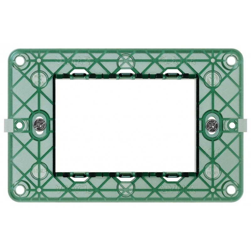 Vimar Plana supporto 3 moduli 14613 per scatola, compatibile con placche Vimar Plana, design robusto e versatile.