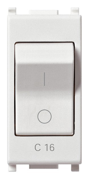 Vimar Plana automatic circuit breaker switch 16A, bipolar design, white finish, 230V voltage rating.