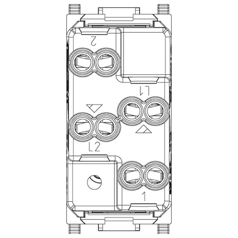 Schema diagram of a Doppio Pulsante Vimar Plana 1P NO+1P NO switch with wire connections.