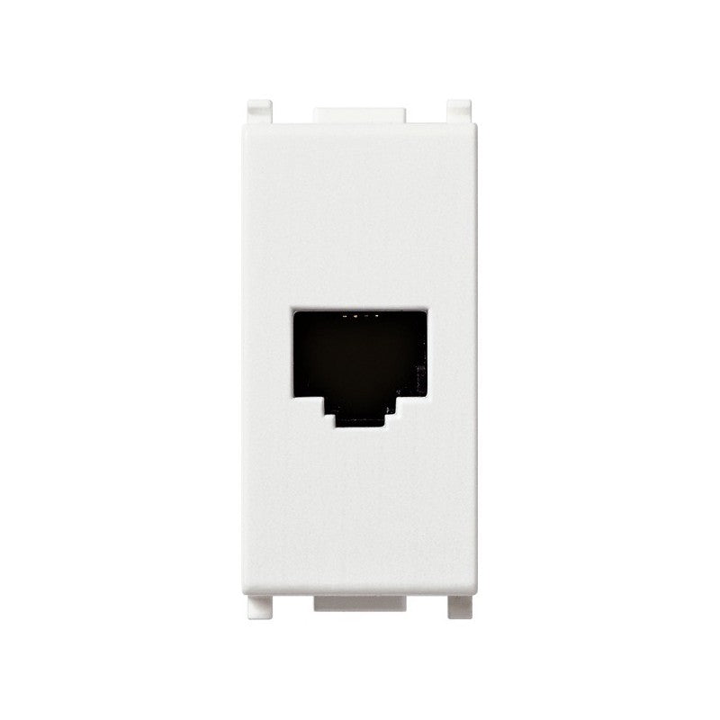 Vimar Plana RJ11 telephone socket for connecting current telephone cables, compatible with modules 14613, 14614, 14617.