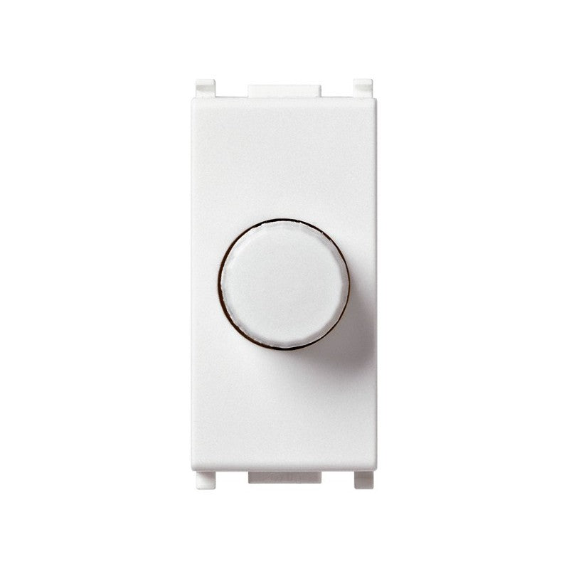 Vimar Plana dimmer switch 230V 100-500W in white for incandescent lights, illuminated design.