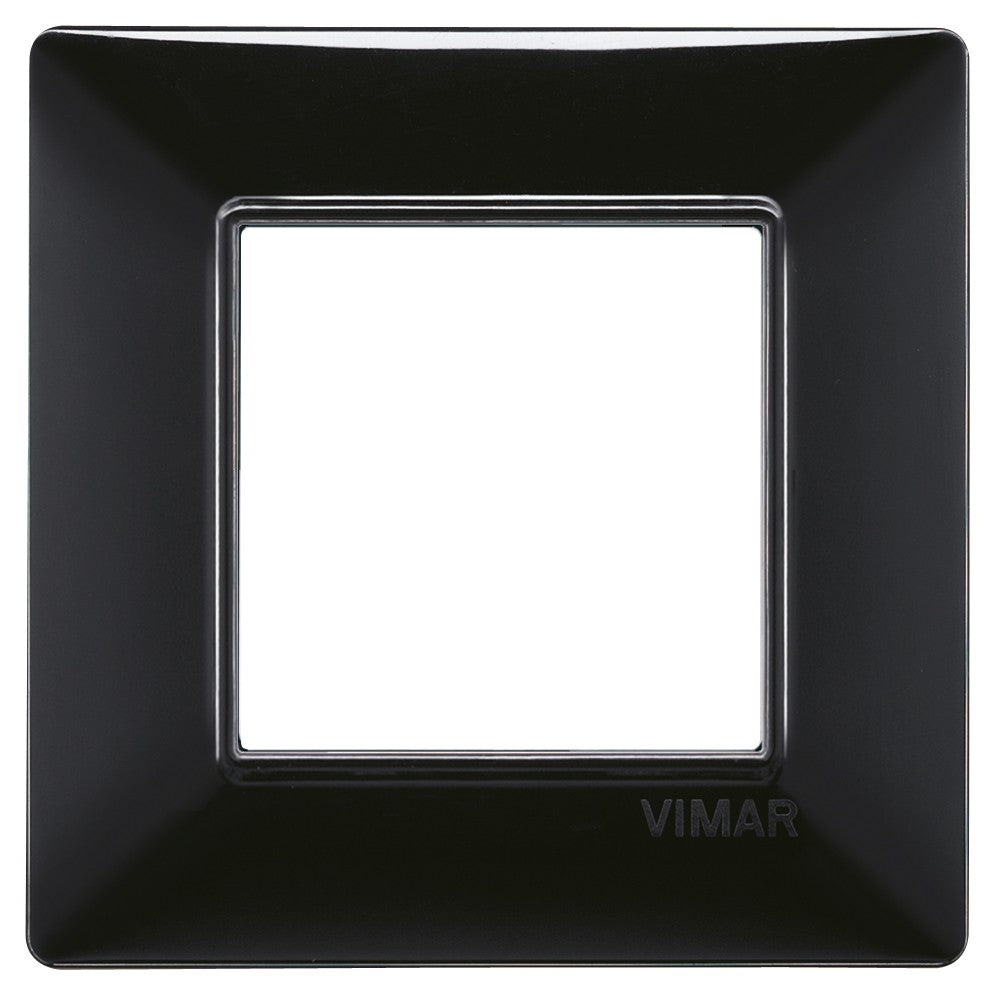 Vimar Plana 2 moduli placca in colore nero, realizzata in tecnopolimero, adatta per il supporto 14602.