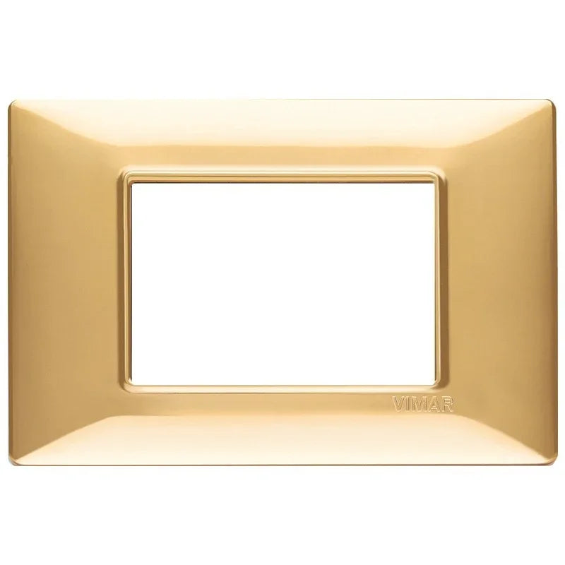Vimar Plana Placca 3 Moduli, Oro Opaco, SKU 14653.25, Design Elegante, Materiale Tecnopolimero