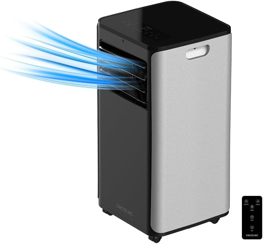 CECOTEC portatile EnergySilence Clima 9050 con flusso d'aria, telecomando e 3 funzioni: raffreddamento, ventilazione, deumidificazione.