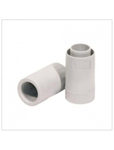 Raccordo diritto per tubo e guaina IP65, diametro 20mm, realizzato in tecnopolimero isolante PVC.