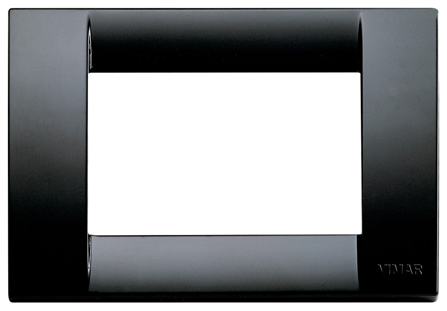VIMAR Placca Classica 3M in black, 3-module technopolymer frame for electrical switches.