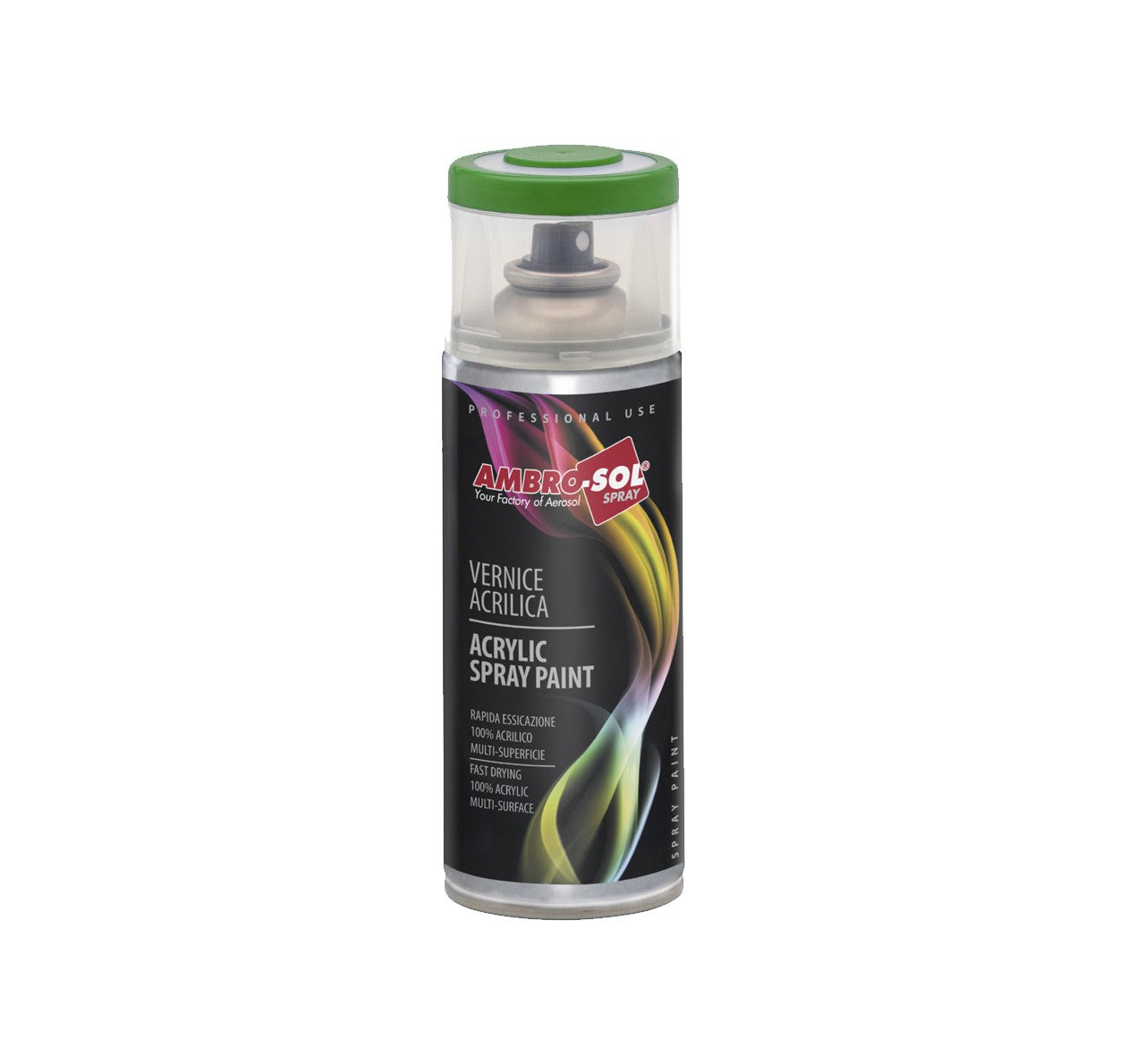 Ambro-Sol Vernice Acrilica Verde Primavera 400ml spray paint can with rapid drying and multi-surface use features.