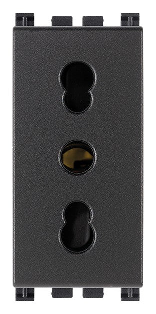 VIMAR Presa 2P+T 16A P17/11 black socket outlet with three openings for electrical connections.
