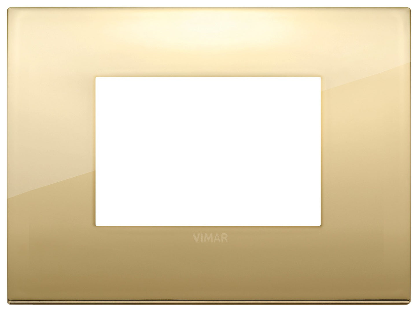 VIMAR Placca Classic 3M oro frame in gold metal, elegant design for triple modular electrical switches.