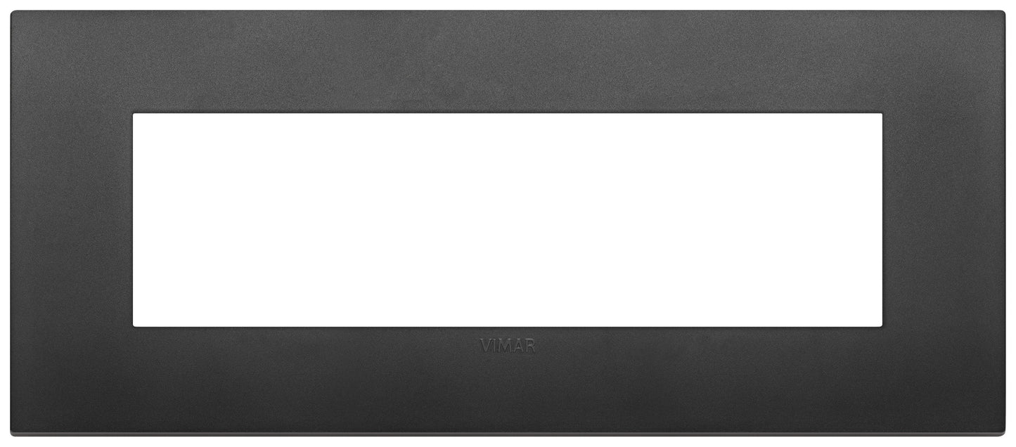 VIMAR Placca Classic 7M nero - 19657.71, black technopolymer frame for electrical modules.