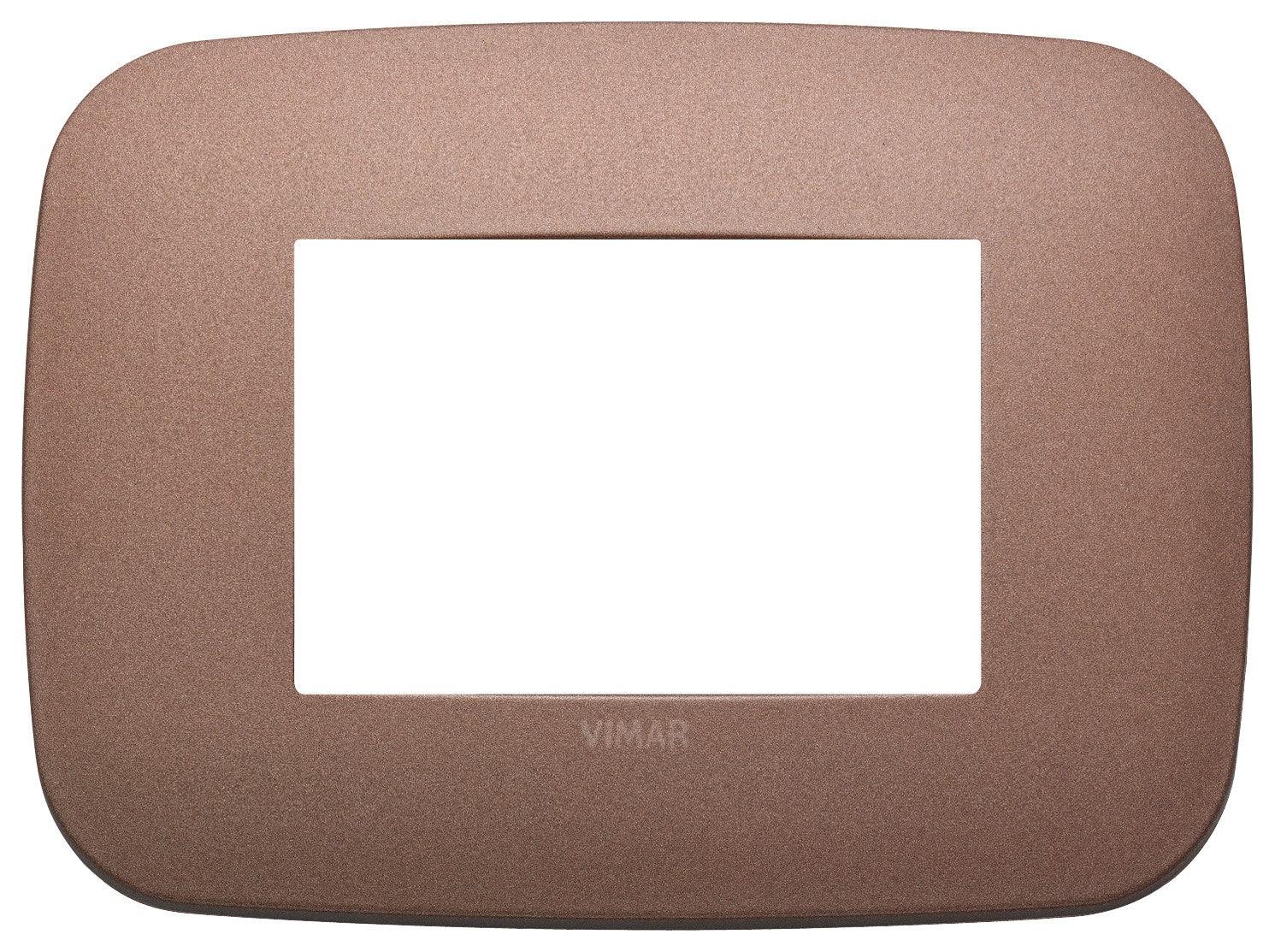 VIMAR Placca Round 3M Bronzo Matt - SKU 19683.24, Metallo Elegante, Supporta 3 Moduli