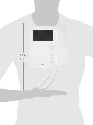 Videocitofono a colori Miro' da 4,3" in bianco, dimensioni 14 in, con cavo e controlli.