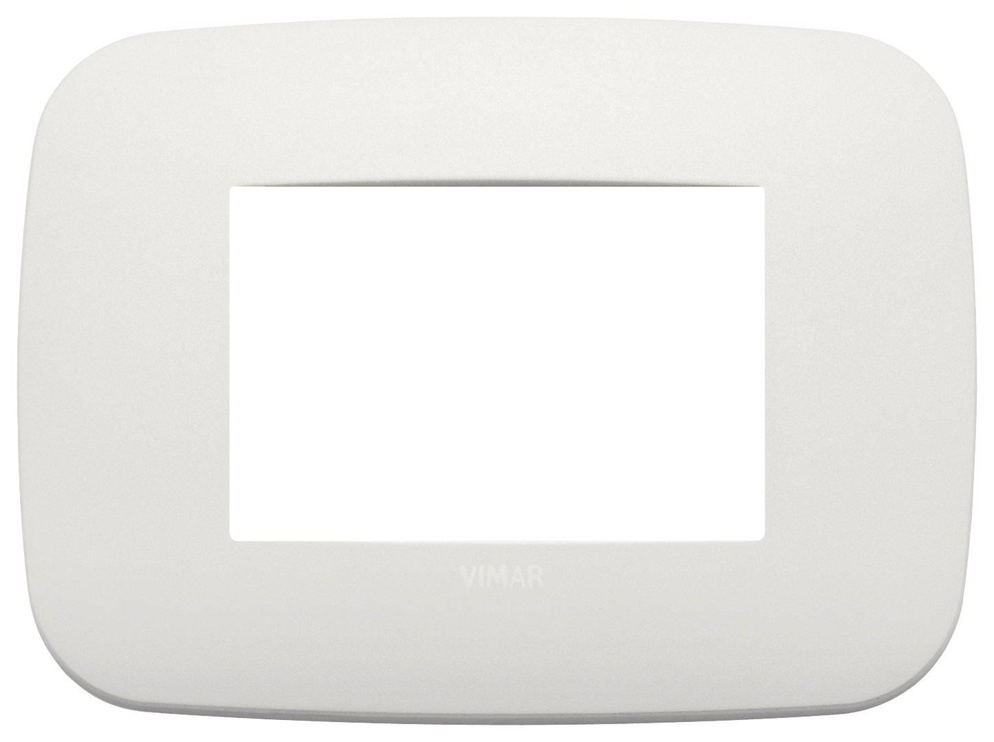 VIMAR Placca Round 3M, metal, pearl matte finish, 3-module frame for elegant interior design.