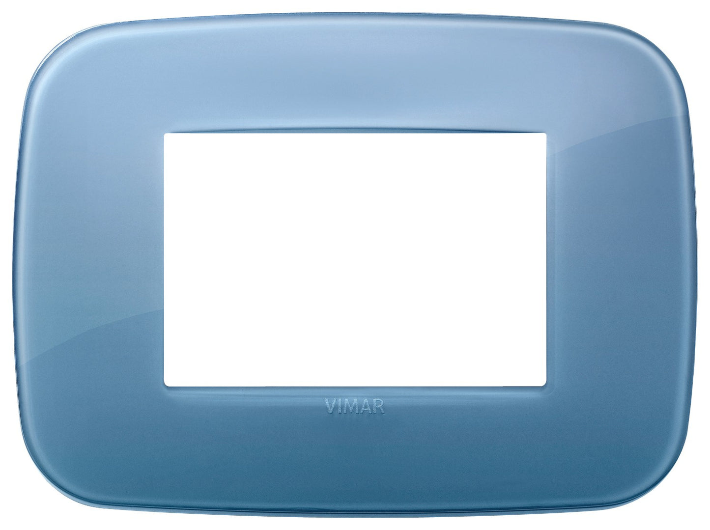 VIMAR Placca Round 3 module cover in Reflex oltremare, made of technopolymer, ideal for modern electrical installations.